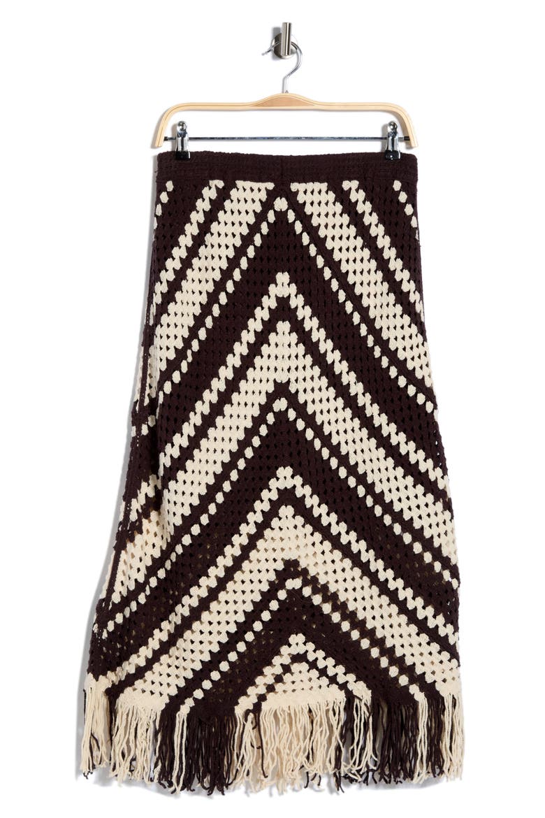 Chevron Open Knit Midi Skirt, Alternate, color, CHOCOLATE/ CREAM