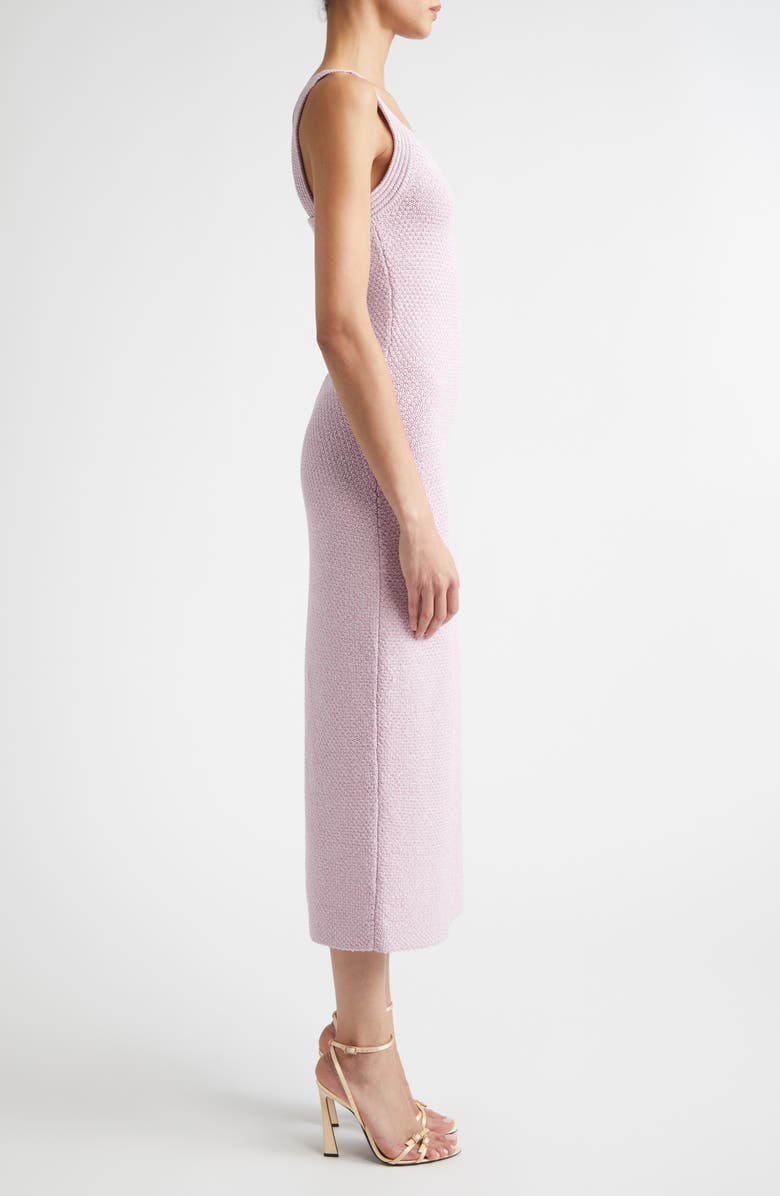 ST. JOHN Juliette Metallic Mouliné Cotton & Silk Blend Sweater Dress, Alternate, color, Peony Metallic Multi