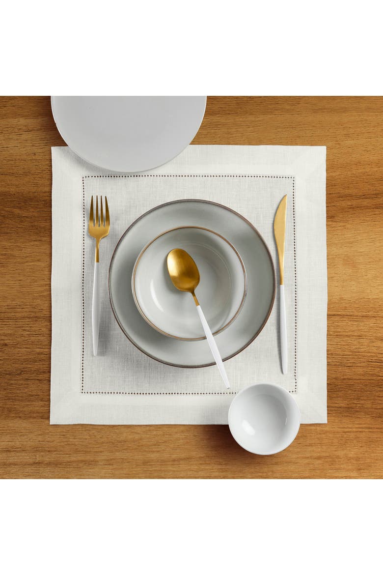 Linen Square Placemats Set of 4, 14 x 14" - Classic Hemstitch, Alternate, color, Ivory