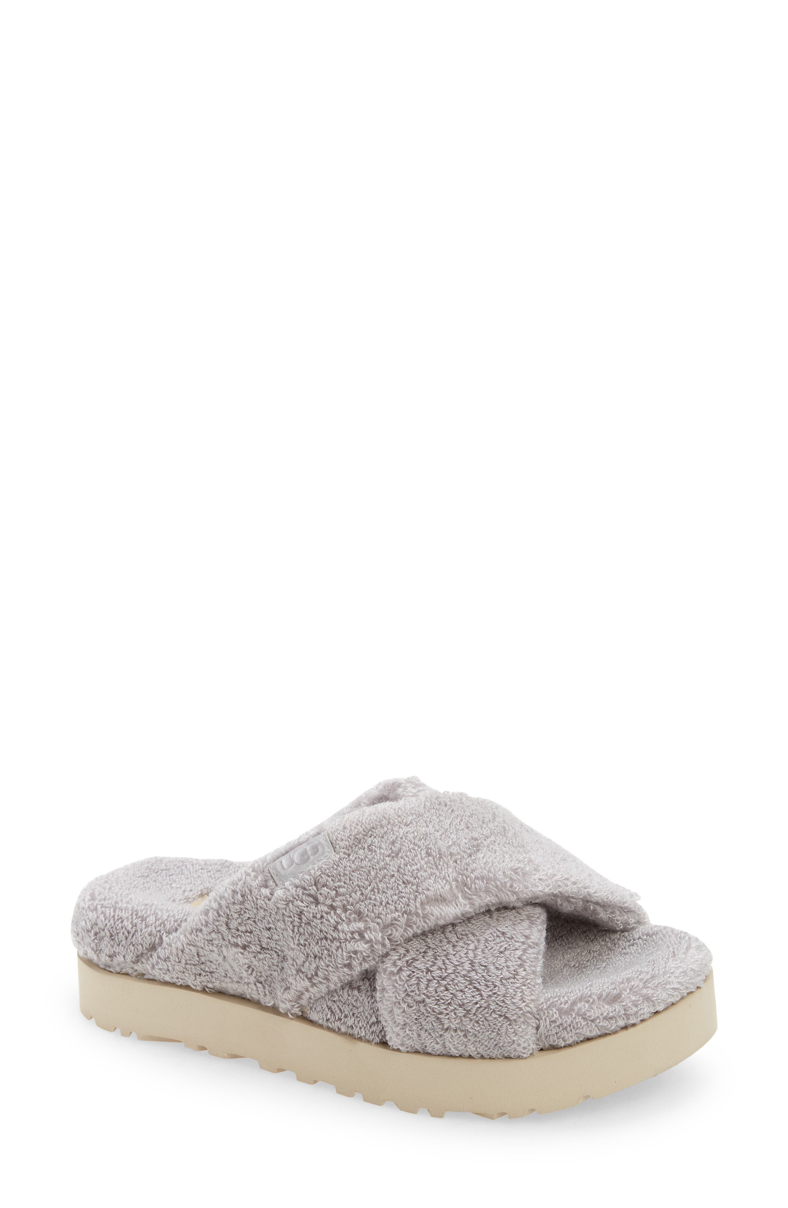 Fuzz Sugar Terry Crossover Slide Slipper, Main, color, METAL GREY