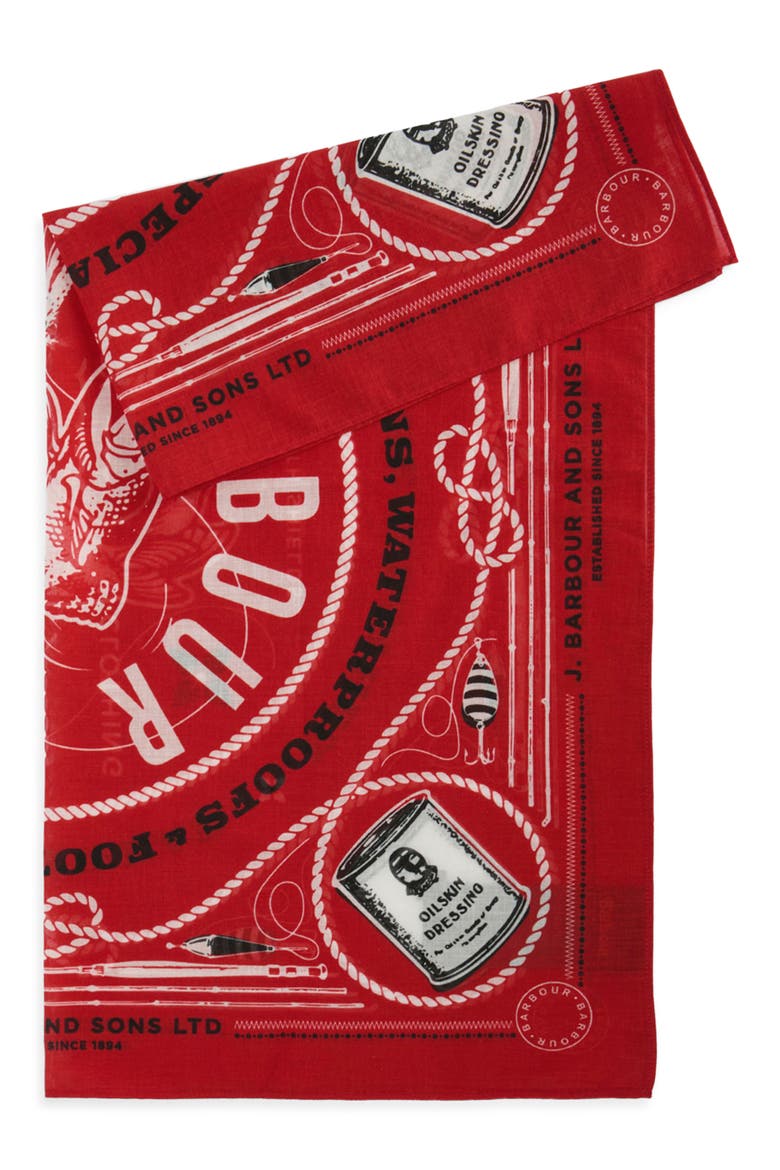 Heritage Print Cotton Bandana Scarf, Alternate, color, RED
