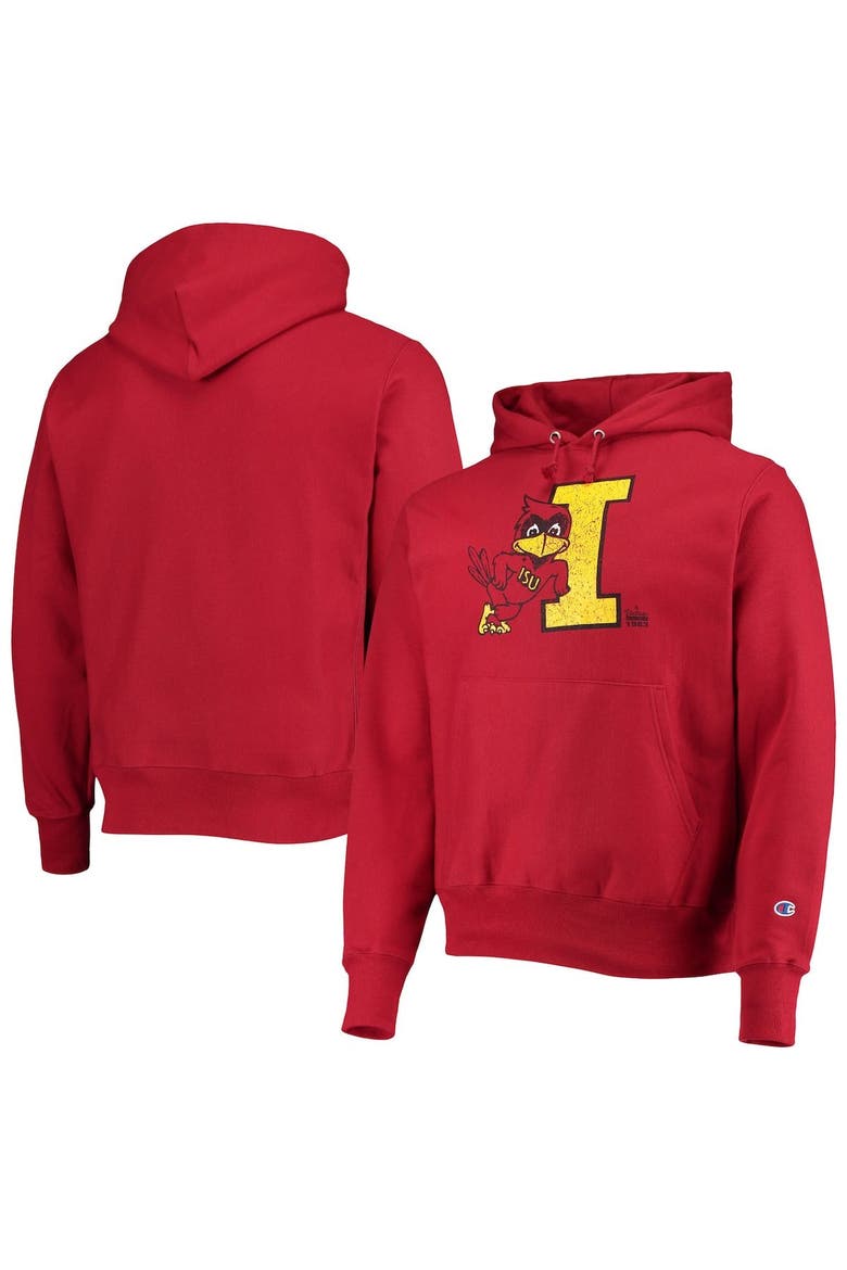 Men's Champion Cardinal Iowa State Cyclones Vault Logo Reverse Weave Pullover Hoodie, Alternate, color, Cardinal