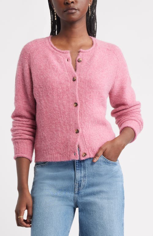 Treasure & Bond Rolled Crewneck Cardigan In Pink