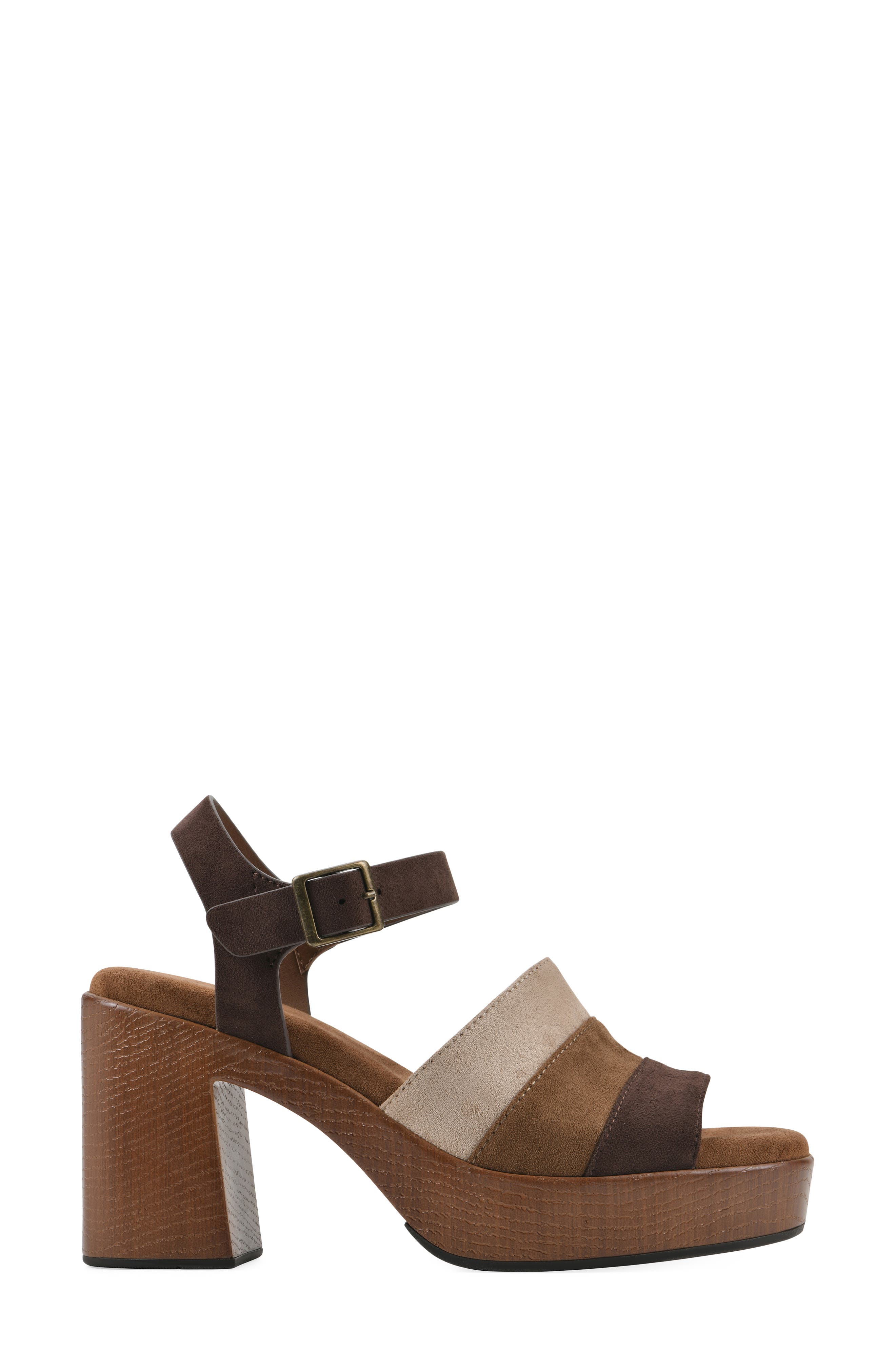 Barrette Platform Sandal, Alternate, color, BROWN/ MULTI/ FABRIC