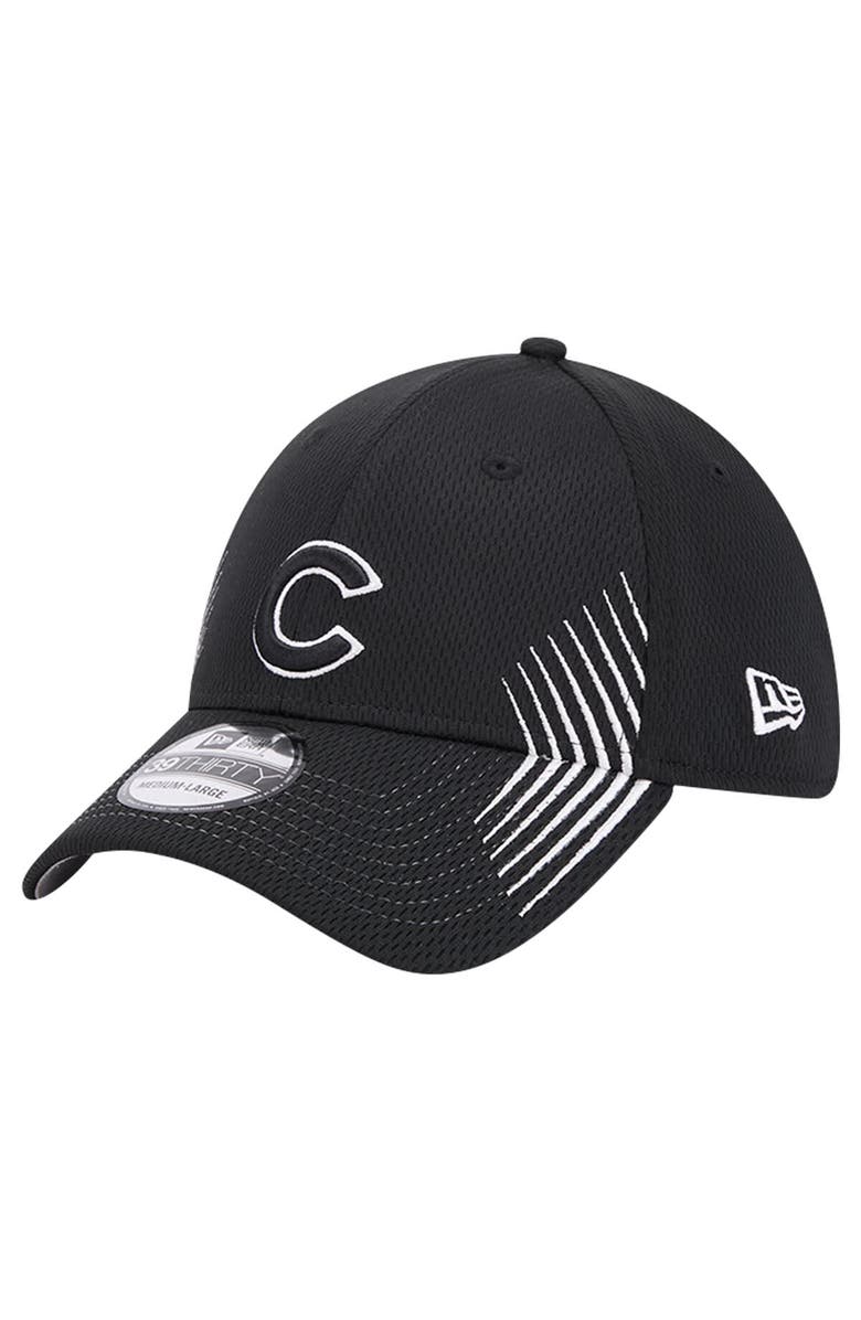 New Era Men's New Era Black Chicago Cubs Active Dash Mark 39THIRTY Flex Hat, Alternate, color, Black