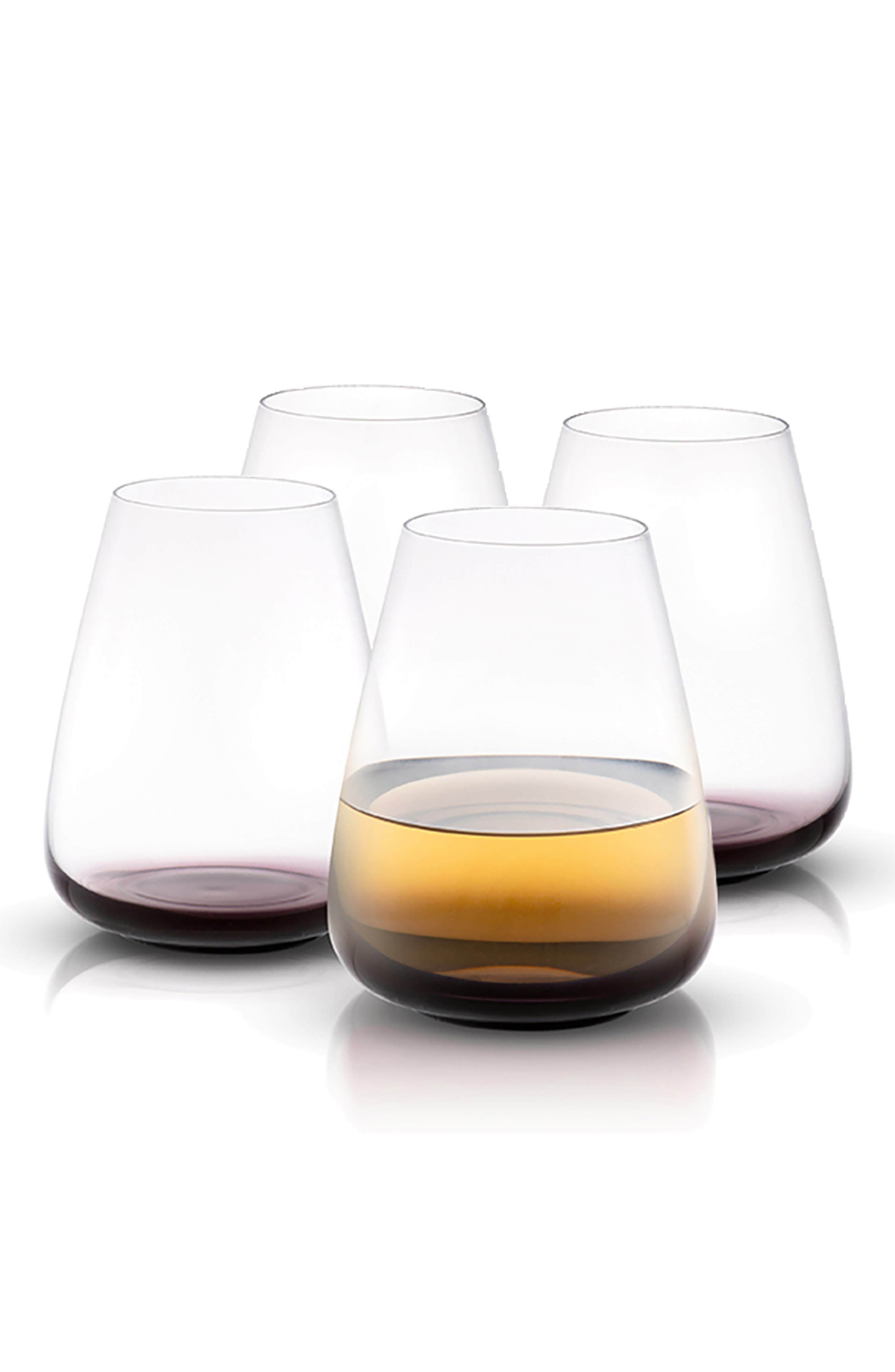 JoyJolt Set of 4 Black Swan Stemless Wine Glasses