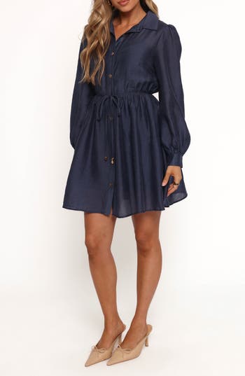 Petal And Pup Petal & Pup Everett Long Sleeve Minidress In Blue