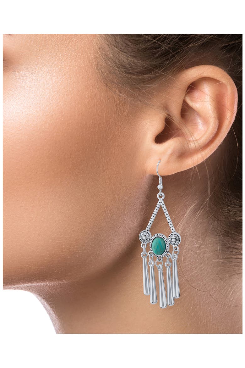 Southwestern Faux Turquoise Fringe Drop Earrings (Nordstrom Exclusive), Alternate, color, TURQUOISE/ SILVER