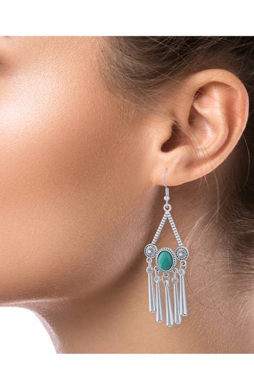 Jardin Southwestern Faux Turquoise Fringe Drop Earrings In Turquoise/silver