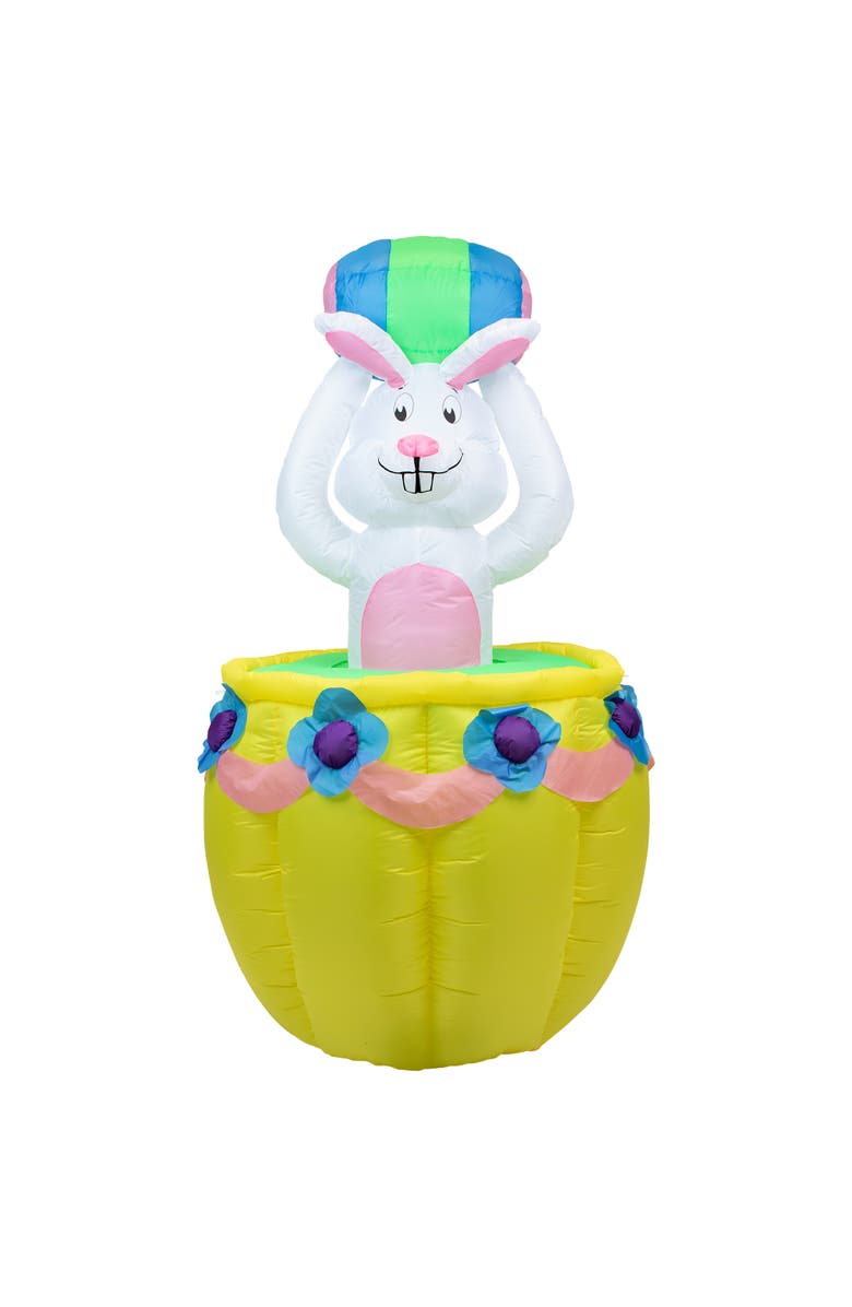 Northlight Lighted and Animated Inflatable Easter Bunny Basket Outdoor Decoration - 5.5' -, Main, color, Green