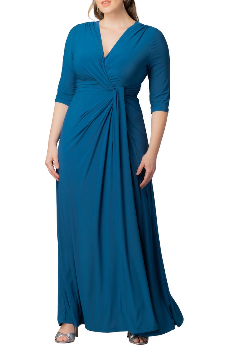 Evening Romance Stretch Jersey Gown, Main, color, AEGEAN BLUE