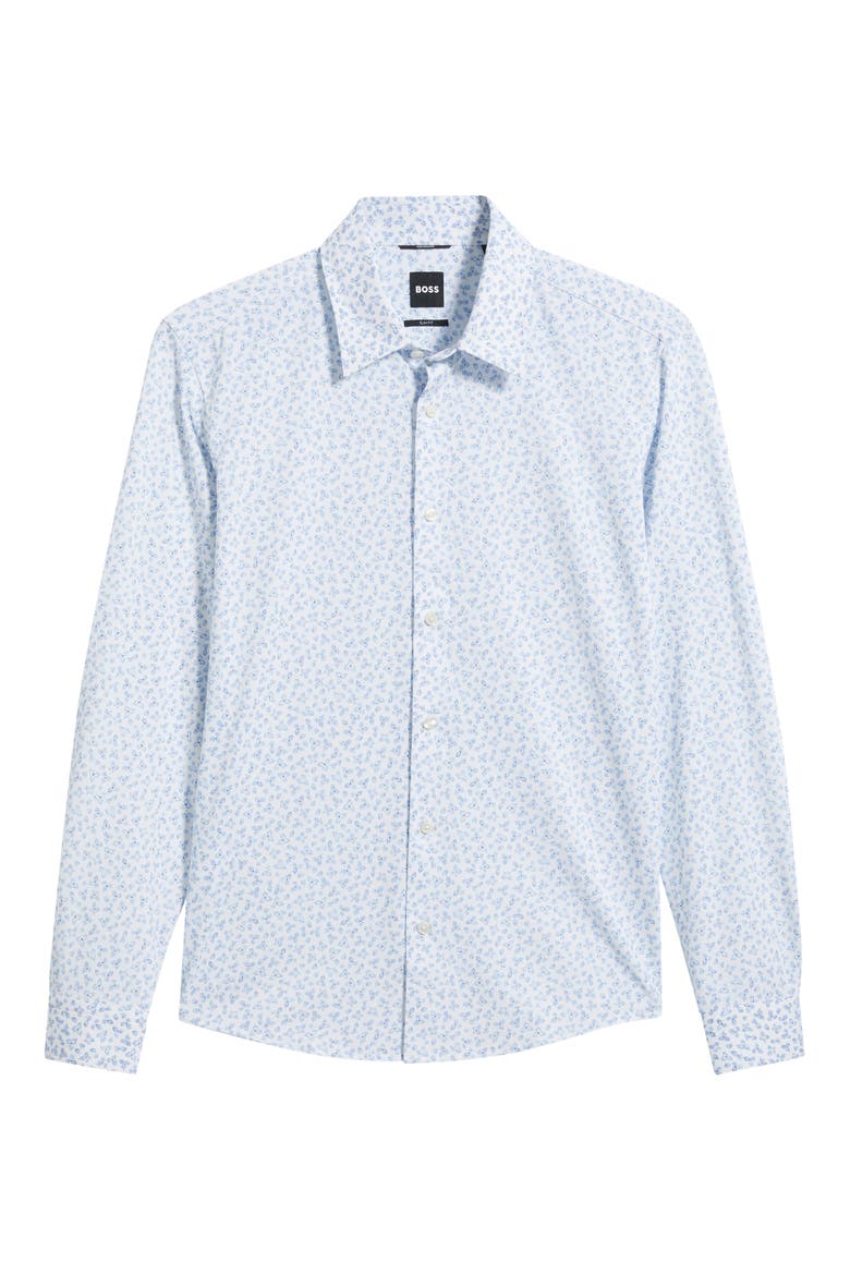 Roan Performance Slim Fit Print Shirt, Main, color, LIGHT/ PASTEL BLUE