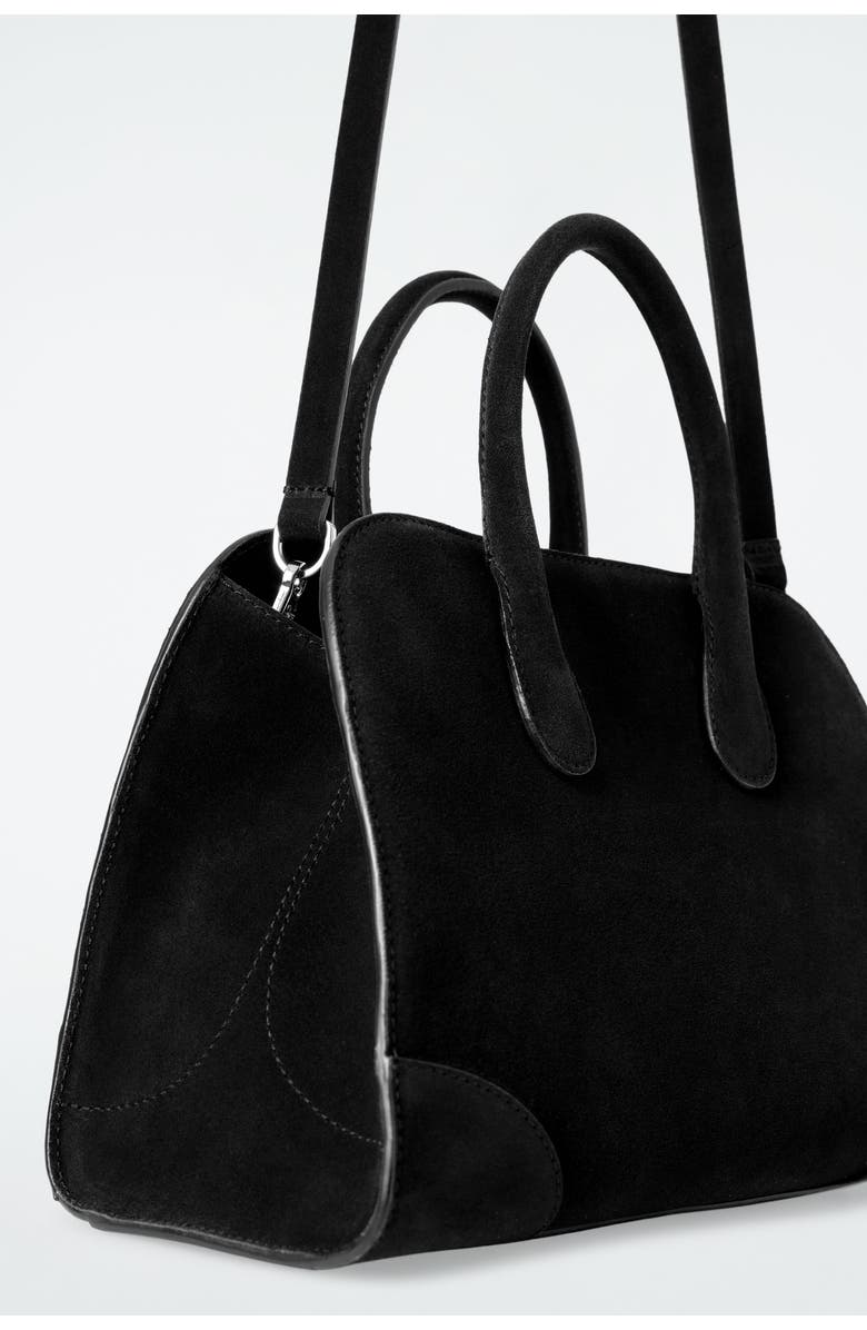 COS Mini Studio Bowling Bag - Suede, Alternate, color, Black
