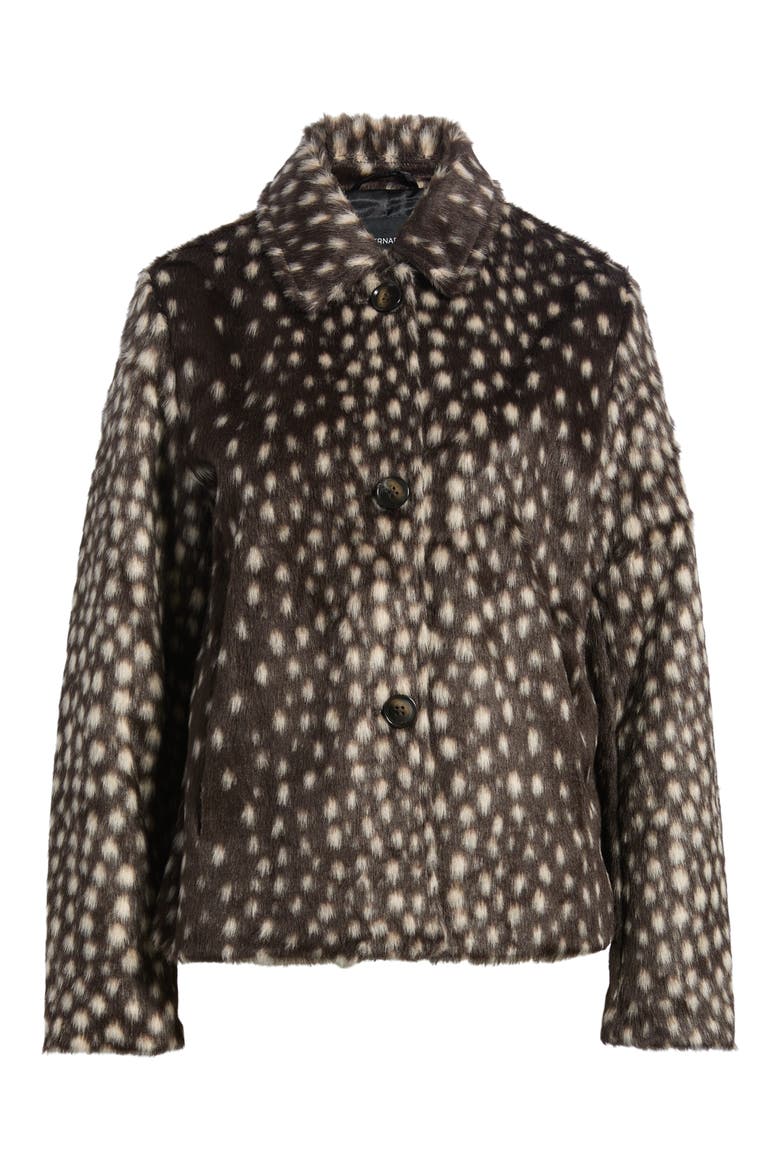 Faux Fur Short Jacket, Main, color, BAMBI