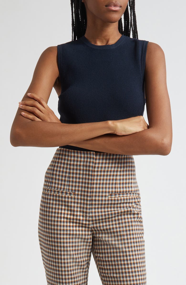 Veronica Beard Rib Sweater Tank, Main, color, Navy
