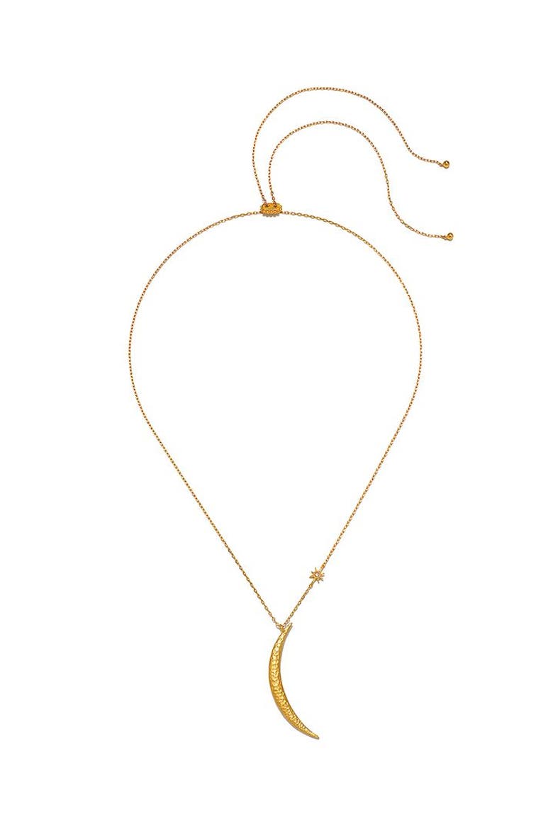 Illuminated Path Gold Moon Necklace, Alternate, color, Gold