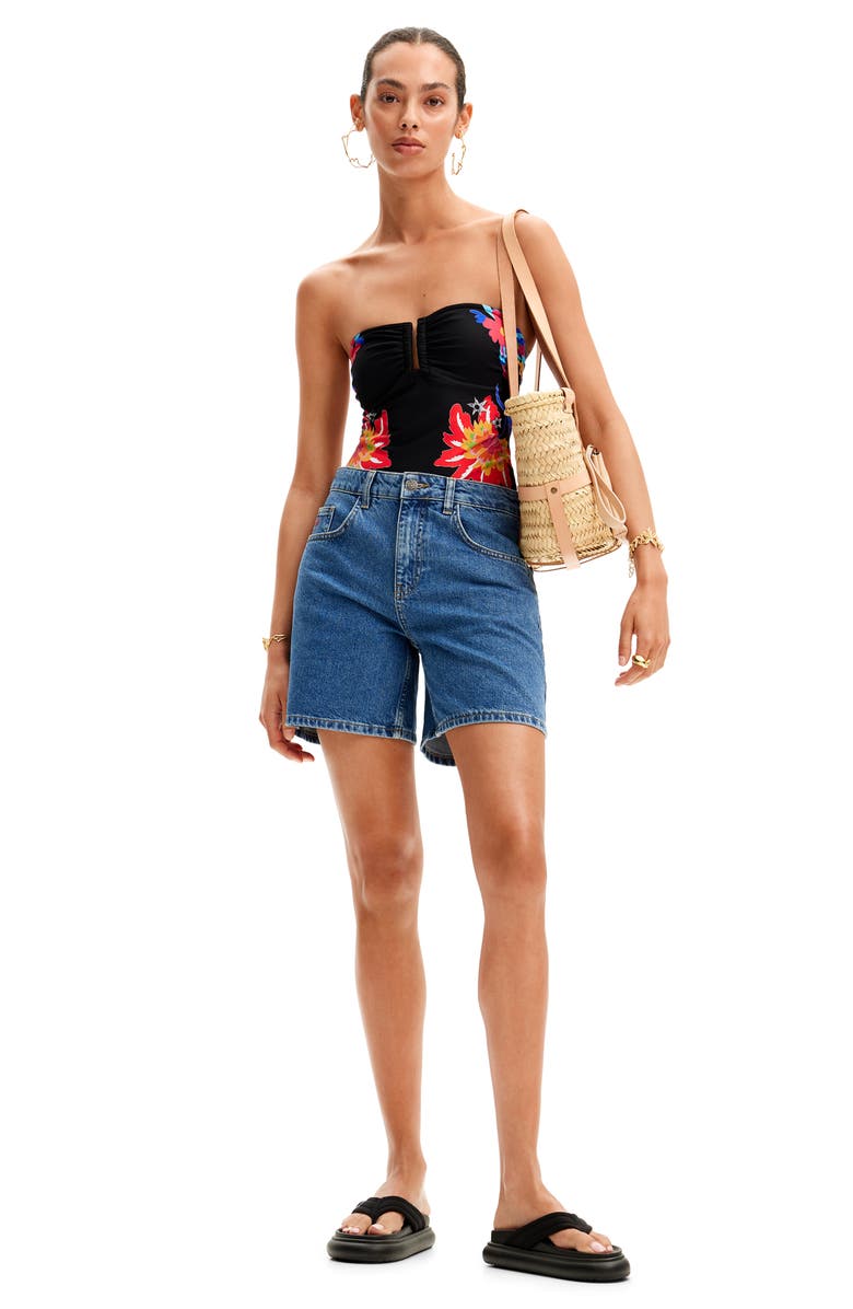 Desigual Swim Happy Bandeau One-Piece Swimsuit, Alternate, color, 