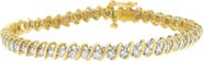 Haus of Brilliance 18K Yellow Gold Round Cut Diamond Spiral Link Bracelet