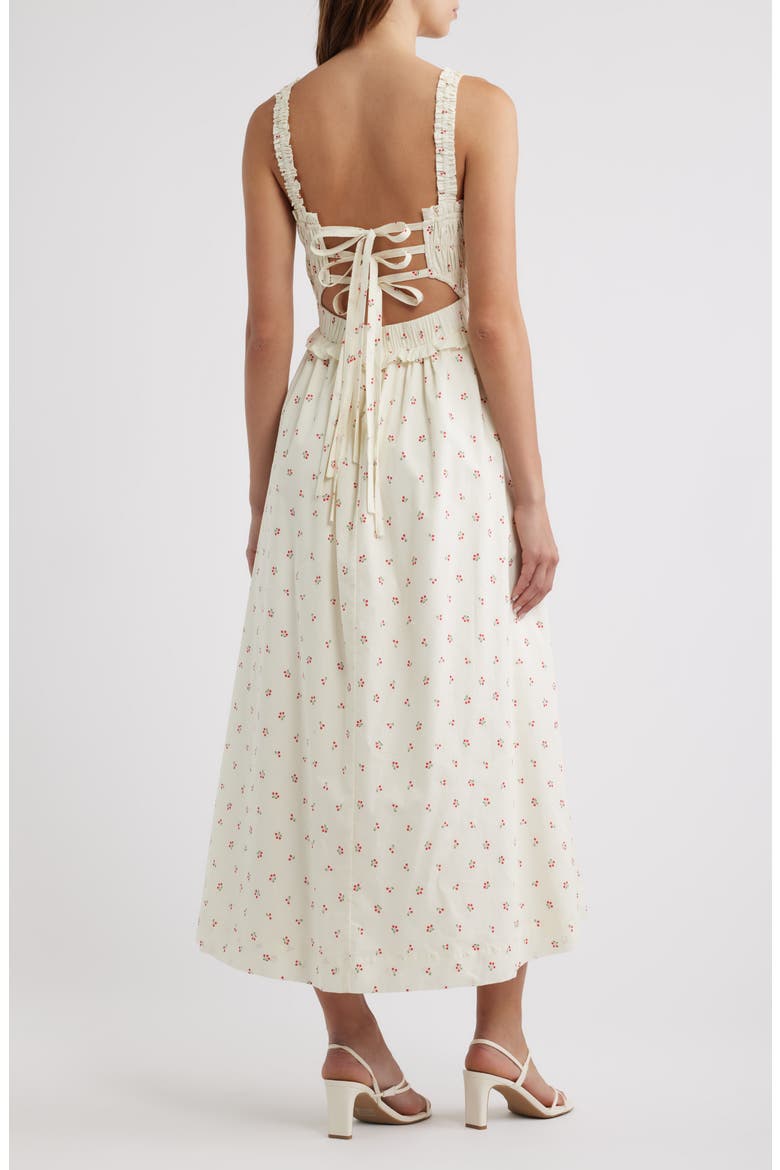 Amarena Smocked Midi Dress, Alternate, color, CREAM MULTI