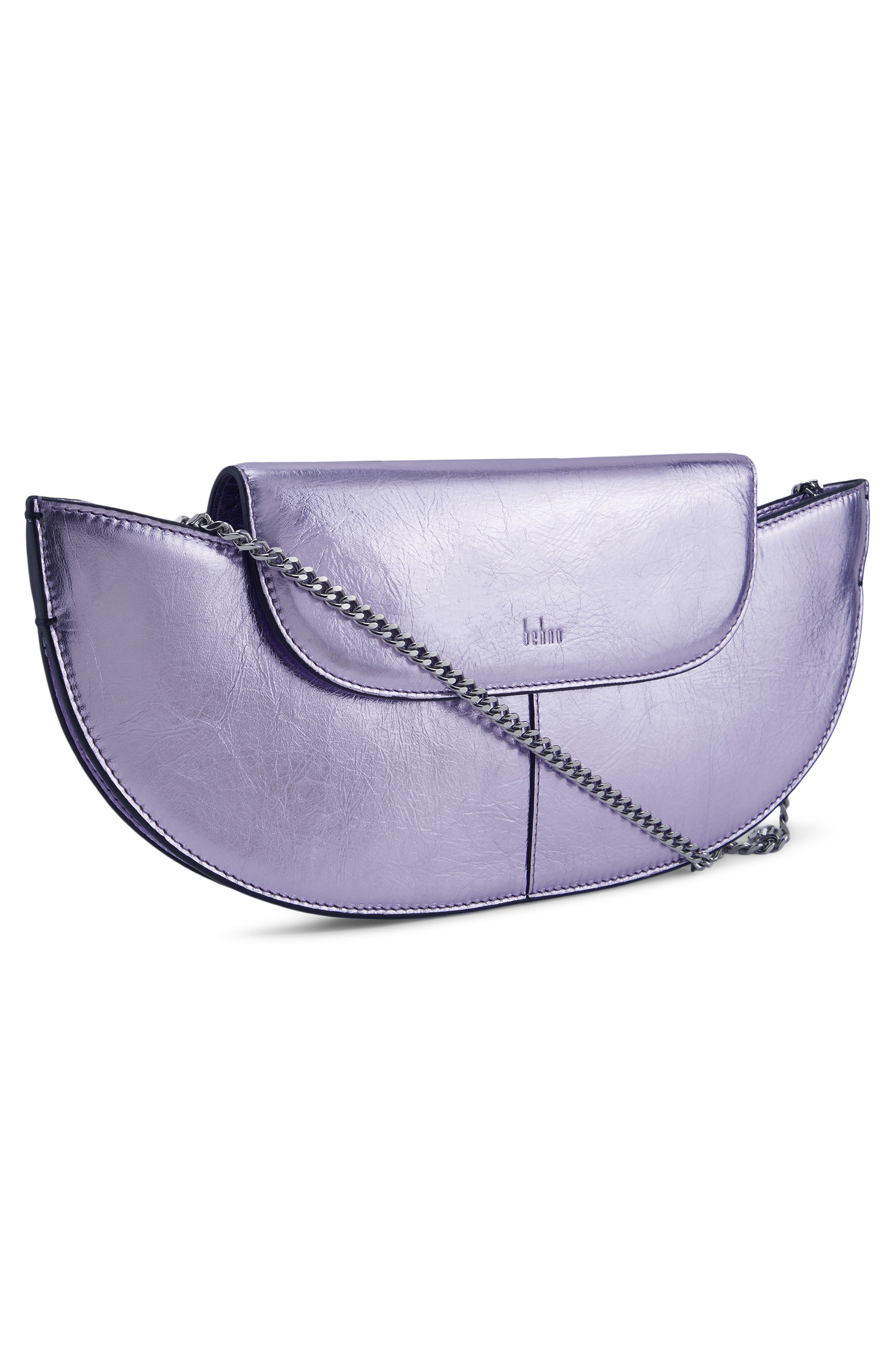 behno Nadia Metallic Leather Clutch, Alternate, color, Thistle