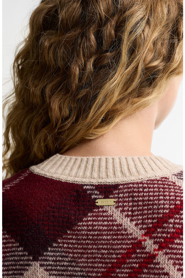 Stevie Tartan Wool Blend Sweater, Alternate, color, BURGUNDY MULTI