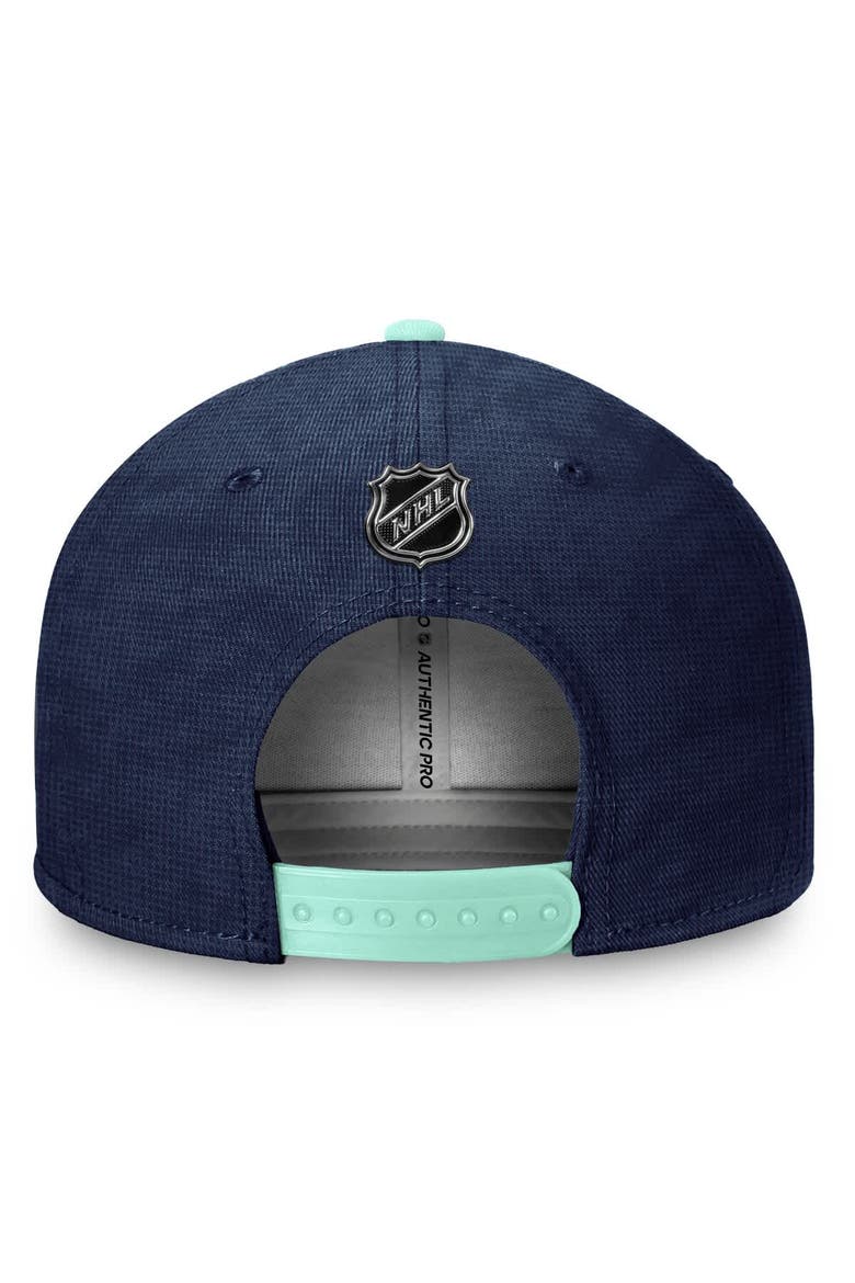 Men's Fanatics  Deep Sea Blue/Light Blue Seattle Kraken Authentic Pro Rink Snapback Hat, Alternate, color, Navy