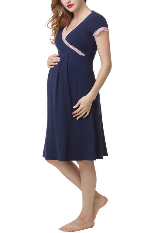 Kimi & Kai Jenny Maternity Nursing Night Gown In Navy