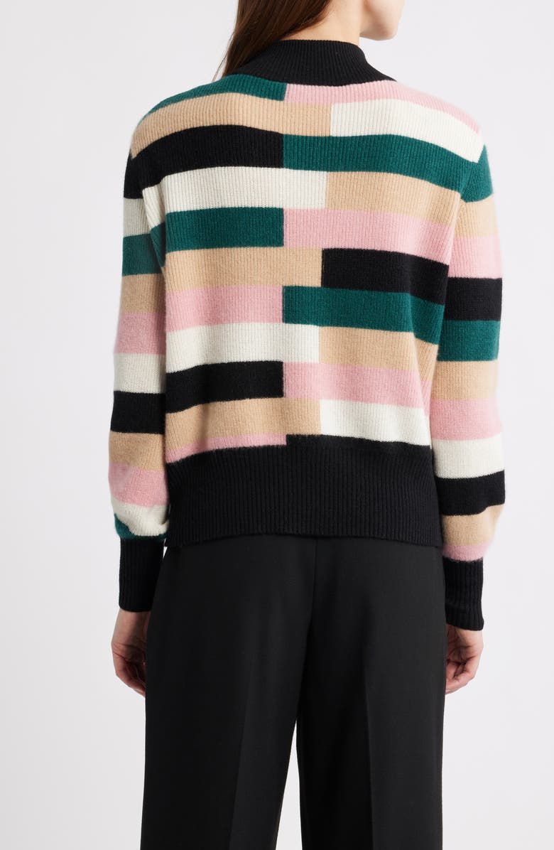 Elie Tahari Phoenix Colorblock Mock Neck Cashmere Sweater, Alternate, color, Rose Horizon/ Multi