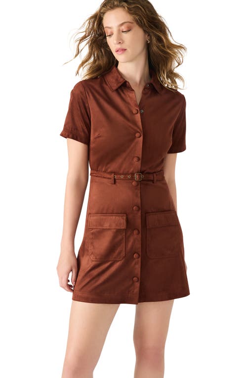 Steve Madden Joliana Faux Suede Mini Shirtdress In Animal Print