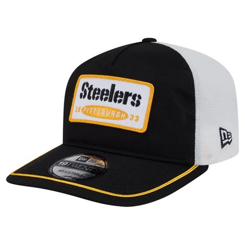Men's New Era Black/White Pittsburgh Steelers Patch 19TWENTY Adjustable Hat
