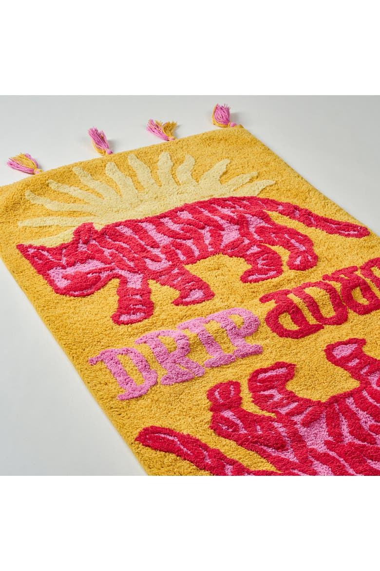 Punjab Drip Drop Tasseled 100% Cotton Bath Mat Spa-Inspired, Alternate, color, Yellow