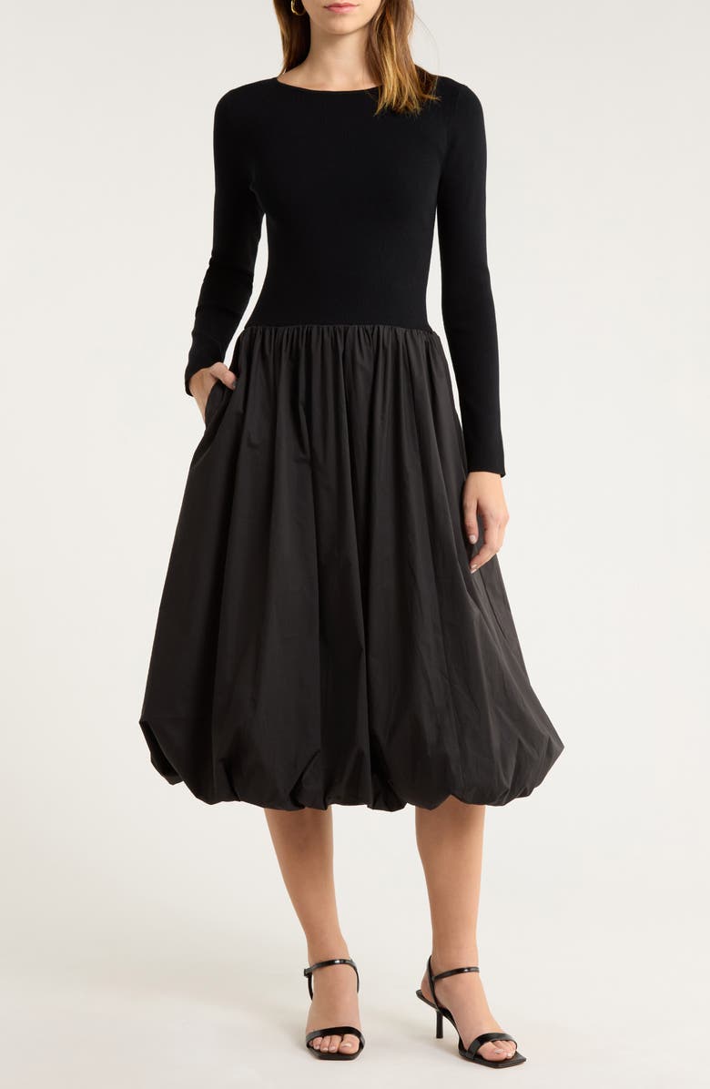 Rails Romana Bubble Hem Cocktail Dress, Main, color, Black