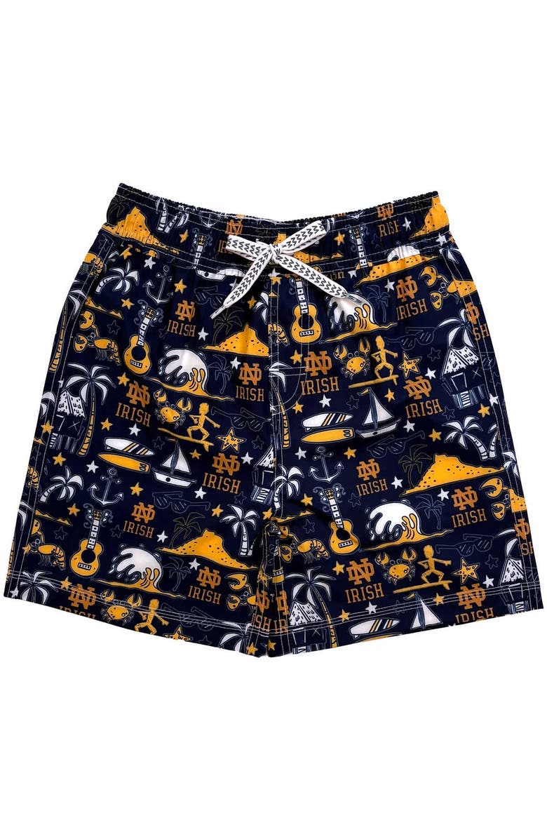 Wes & Willy Youth Wes & Willy Navy Notre Dame Fighting Irish Luau Swim Trunks, Alternate, color, 