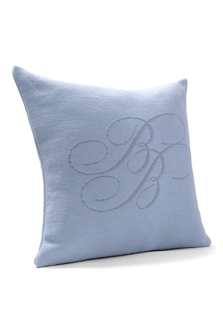 Chambray Monogram Accent Pillow, Alternate, color, LIGHT MARINE