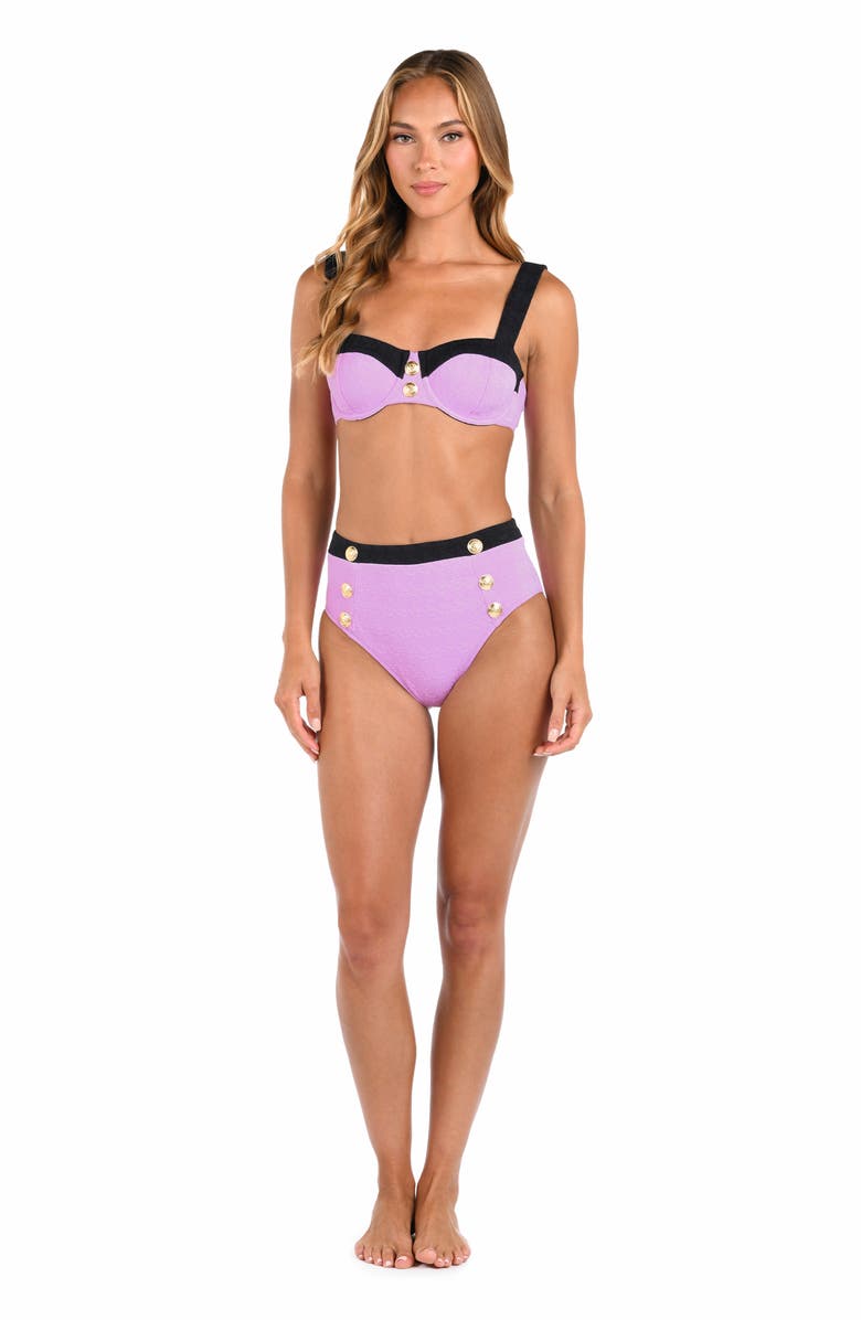 L'AGENCE Alexandria Colorblock Bikini Top, Alternate, color, Light Violet