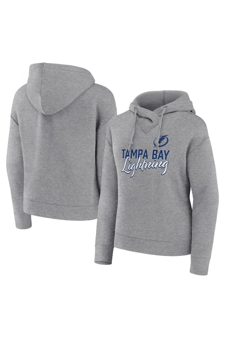 Women's Fanatics Heather Gray Tampa Bay Lightning Script Favorite Pullover Hoodie, Main, color, Heather Gray