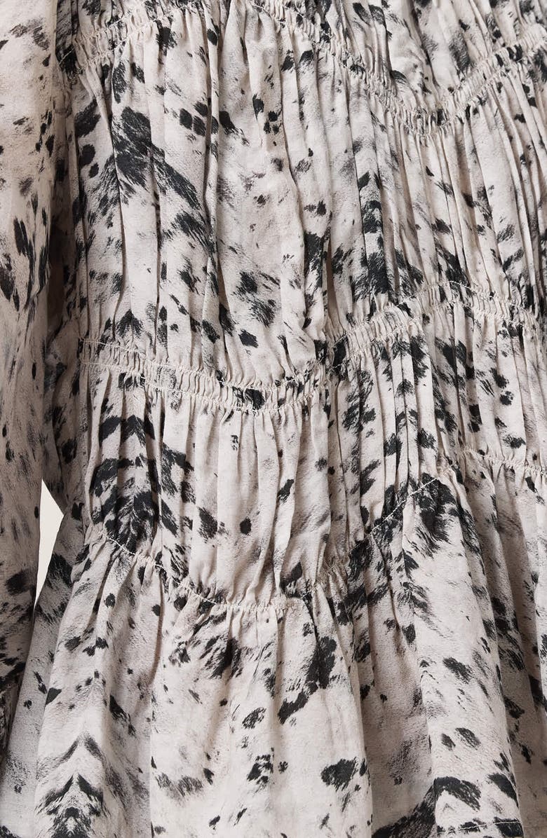 AllSaints Melani Print Gathered Peplum Top, Alternate, color, Canter Ecru White