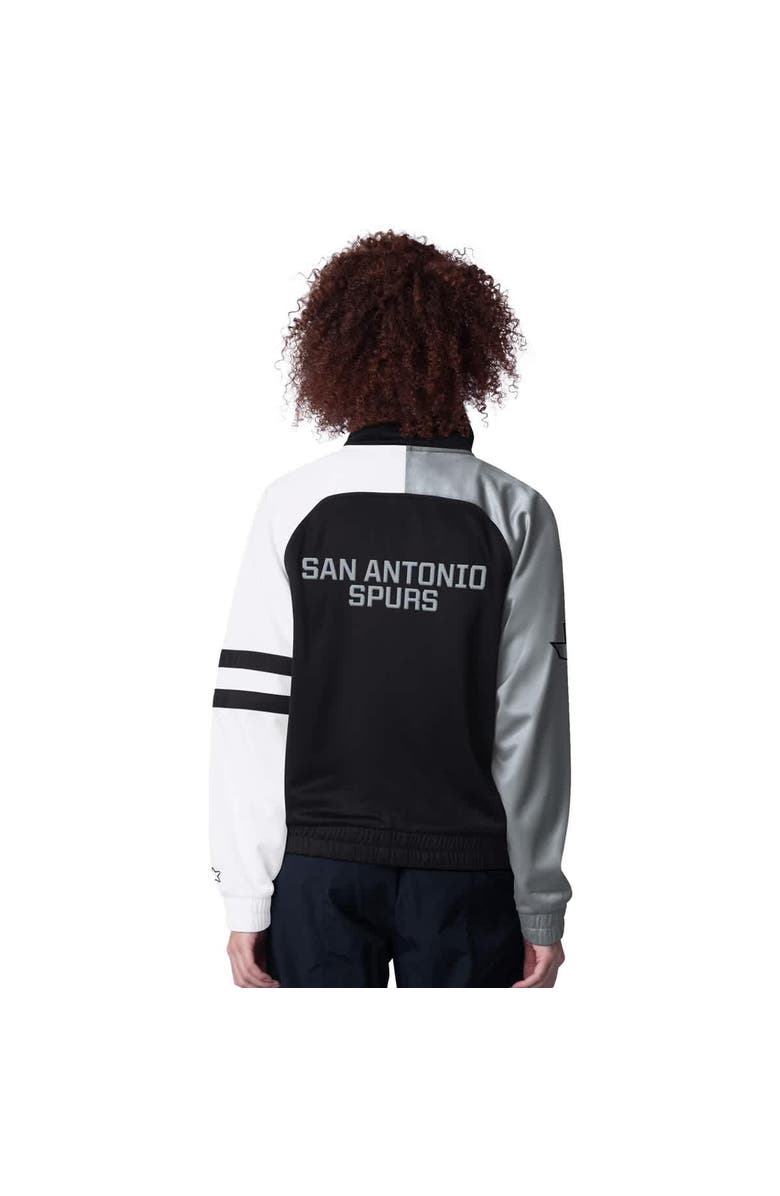STARTER Women's Starter Black San Antonio Spurs Line Up Dolman Raglan Full-Zip Track Jacket, Alternate, color, Black