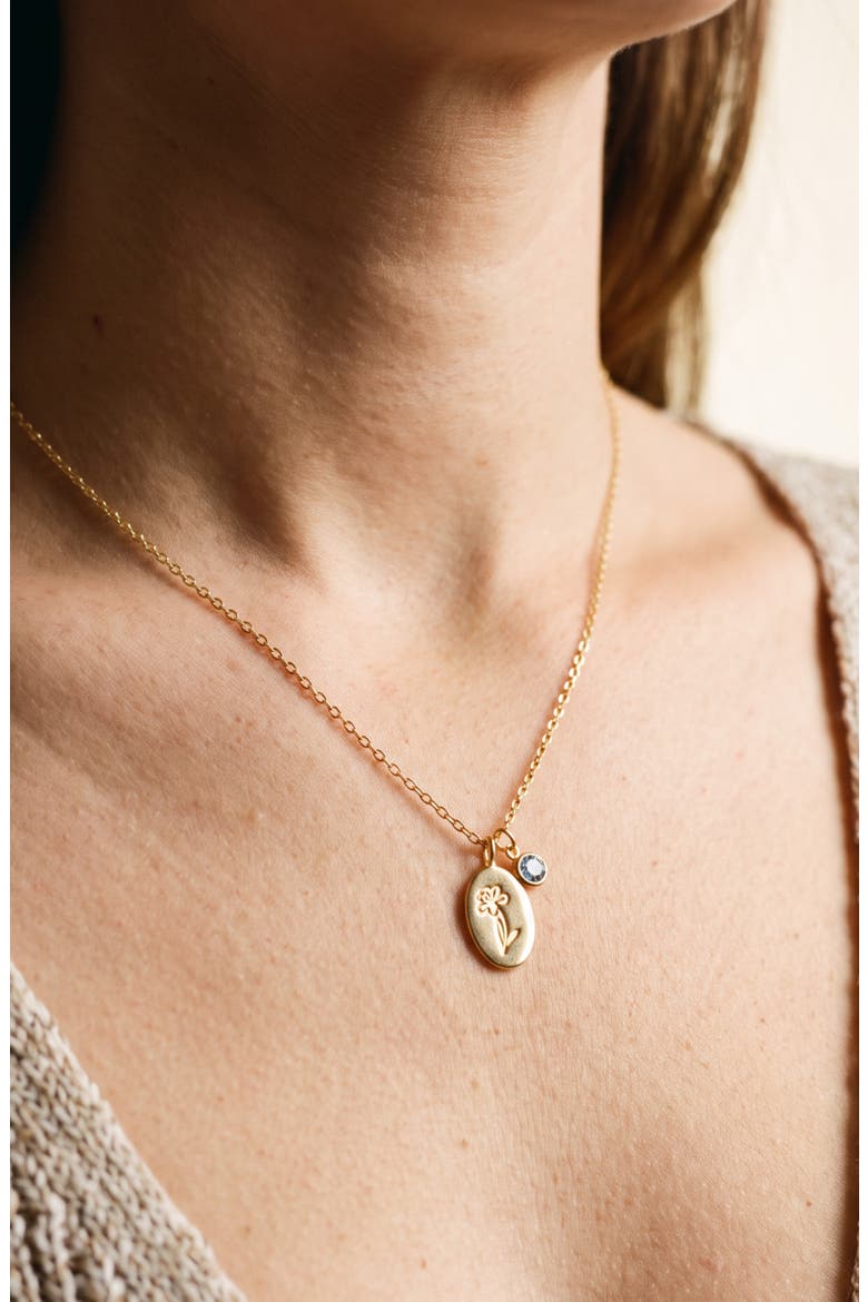 Birthstone Charm Necklace, Alternate, color, GOLD/ MAR