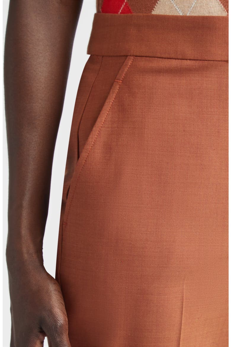 Mélange Wool Blend Stretch Twill Crop Pants, Alternate, color, RUST MELANGE