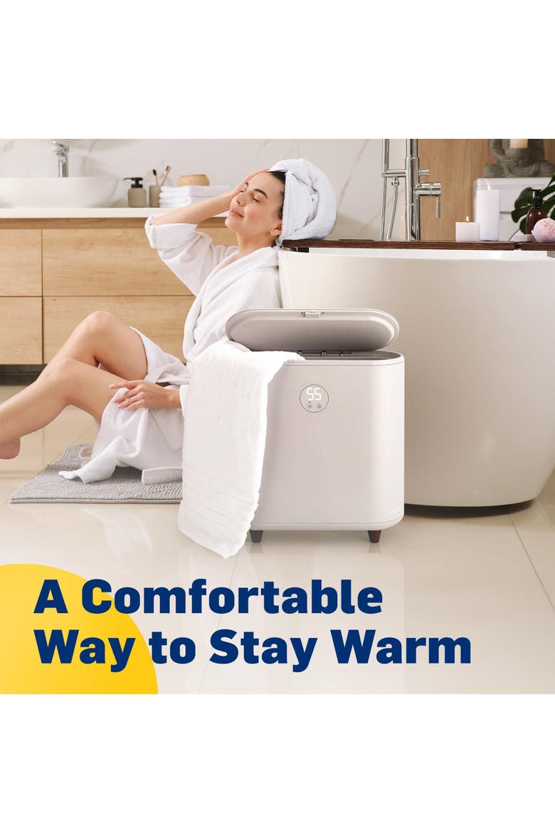 Large Towel Warmer with LED, Alternate, color, White