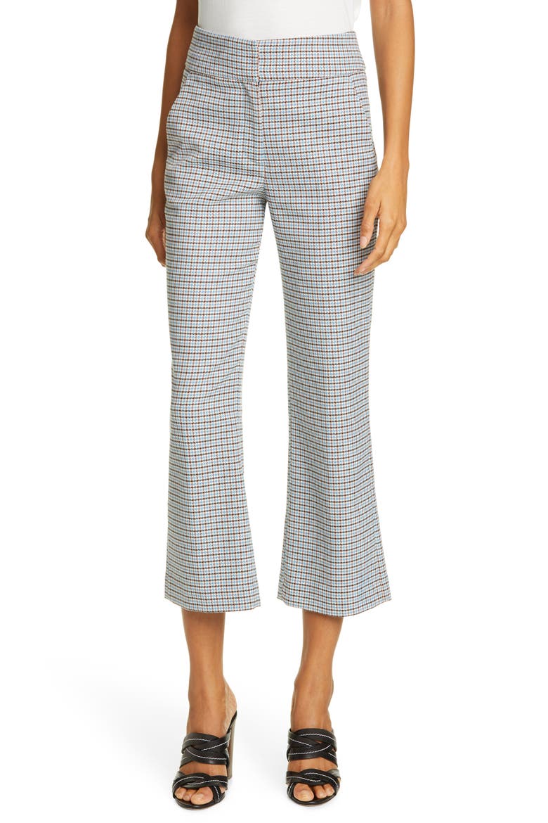 Cormac Houndstooth Check Crop Trousers, Main, color, BEIGE MULTI