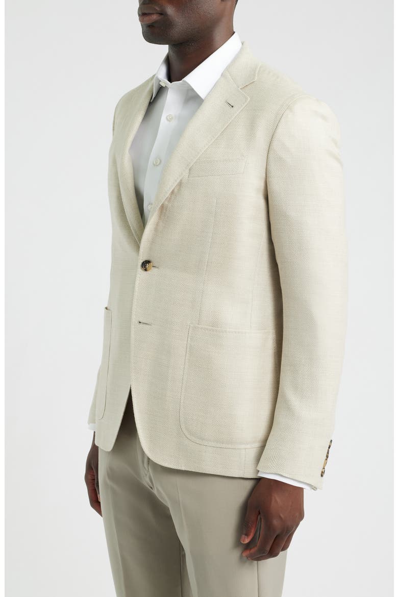 Kei Trim Fit Herringbone Sport Coat, Alternate, color, BEIGE