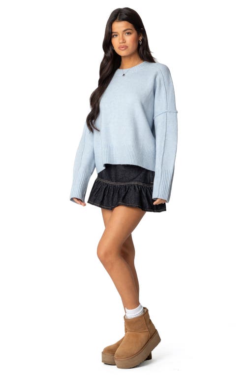 Shop Edikted Shirley Oversize Crewneck Sweater In Light-blue