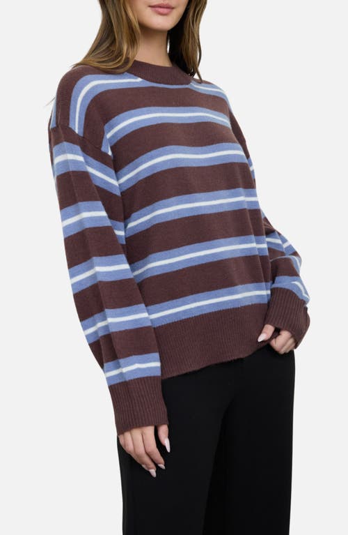 Blu Pepper Stripe Crew Sweater In Brown