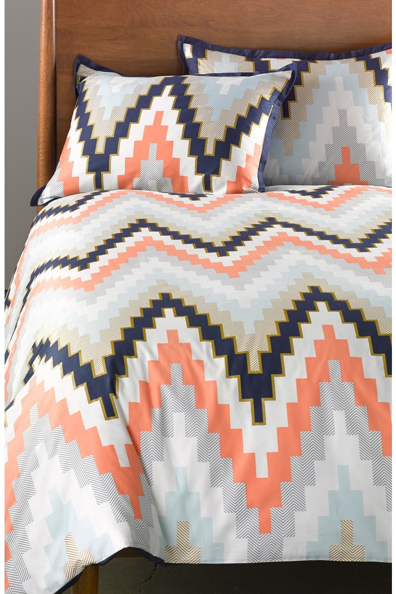 Harper Reversible Duvet Cover & Sham Set, Alternate, color, NAVY