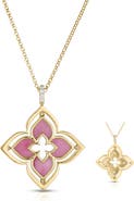 Roberto Coin Venetian Princess Pirouette Diamond Pavé Flower Pendant Necklace