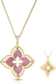 Roberto Coin Venetian Princess Pirouette Diamond Pavé Flower Pendant Necklace
