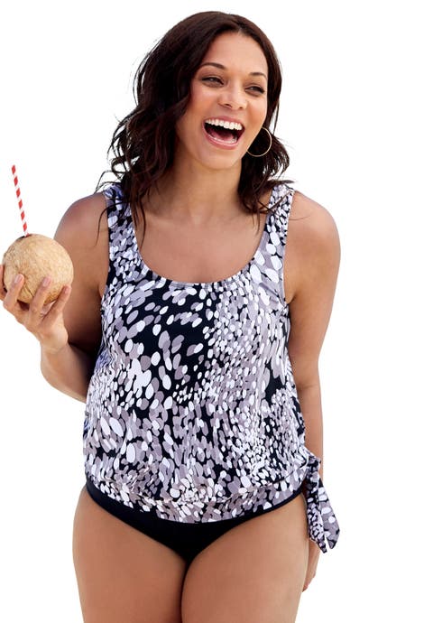 Side Tie Blouson Tankini Top