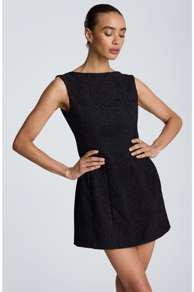 Metallic Sleeveless Minidress, Alternate, color, BLACK